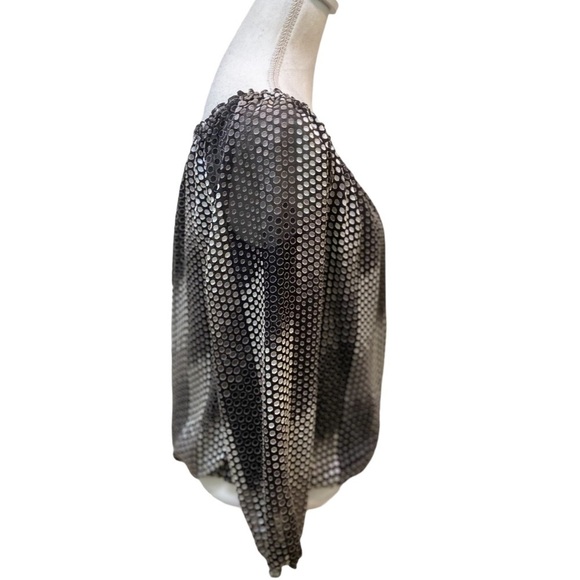 WHBM ombre polka dot peasant blouse black/ecru lined off the shoulder medium - Picture 9 of 12